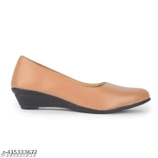Brown synthetic leather slip-on bellies for women, perfect casual or party wear