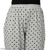 Grey soft cotton lounge pants with flower print for women, sleep pyjama