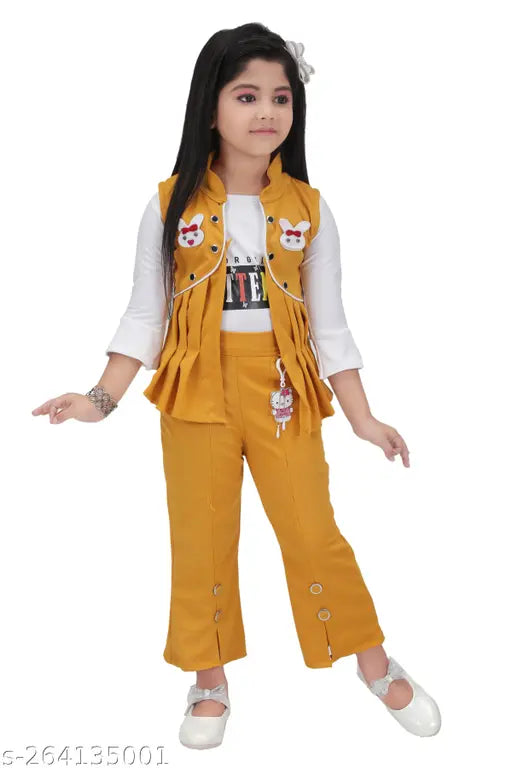 Cotton blend kids fancy clothing set, printed net pattern for 3-4 to 7-8 years