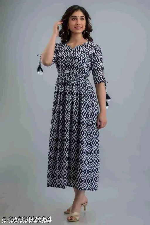 Cotton blend printed multi gouwan, short sleeves, vibrant design. XXL size with bust 44in, length 48in. Indian-origin fashion