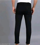 Trendy men's black slim-fit jeans