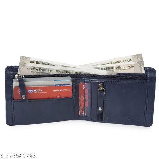 Solid faux leather bi-fold wallet, perfect for daily use, features 2 compartments and a coin pocket. Classic design, ultra slim, easy to carry in any pants. Ideal gift for men and boys. Made in India