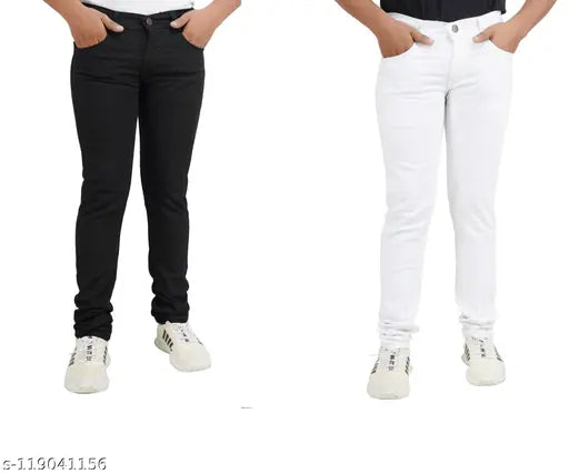 Cool men denim jeans (pack of 2), solid fit and 42-inch length in sizes 28, 30, and 32 from India