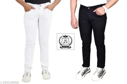 Denim jeans for men (pack of 2), solid pattern, sizes 28-36 inches, Indian origin