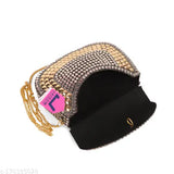 A shiny metal sling bag with a gold and silver finish, suitable for parties or casual outings