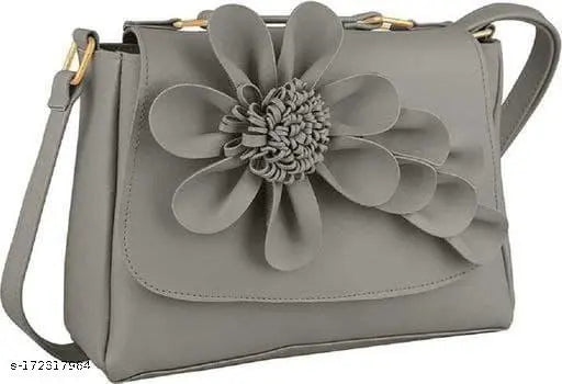 Grey satin floral embellished clutch purse