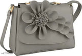 Grey satin floral embellished clutch purse