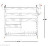 Stainless steel 5-shelf wall mount kitchen storage rack, modular design with lower shelf for plates and cutlery stand, suitable for 12 plates and utensils, ideal for dish racks and storage needs
