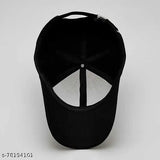 Black cotton unisex baseball cap with metal buckle - stylish hat design for men & women, handmade in India