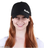 Black and white baseball cap with a red logo