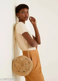 Large tan jute coin purse with a pointed top