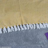 Yellow cotton sofa throw blanket with fringe ends