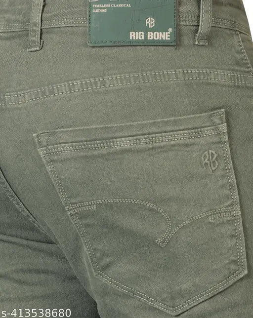 Mens slim mid-rise denim Pista jeans, solid pattern, comfortable stretchable fit for regular attire, size 30-40 (Waist 31-41, Length 42in, Hip 36-46), India origin