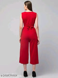 Black cotton blend pleated jumpsuit for women, sleeveless round neck design, perfect summer wear