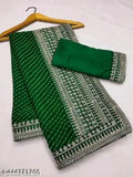 Trendy green saree with intricate paisley design