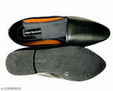 Synthetic black Muddi Jalsa Jutie men's footwear for outdoor/party use with ethnic look, featuring slip-on style and comfortable artificial leather inner" (124 characters)