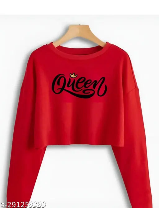 Stylish cotton blend round neck full sleeve top for women & girl, printed net pattern, long sleeves, size S (34in bust, 18in length)