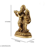 Brass Radha Krishna ji Idolmurti Statue, medium size (3.5" x 3.5" x 2.5"), handcrafted with Indian artisanship and contemporary styling