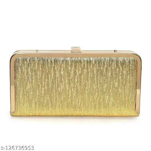 Gold sequined clutch with a chain strap
