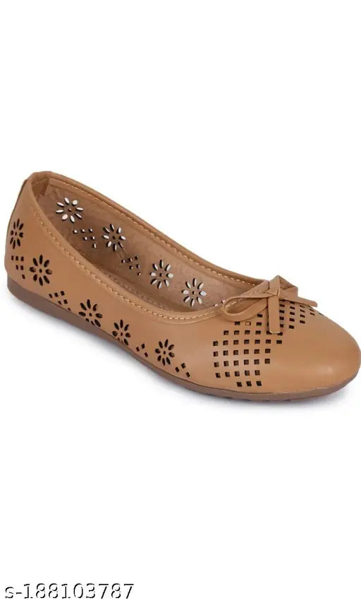Brown synthetic ballerina sandals from LAXMI TRACE latest collection for women and girls, featuring textured slip-on design