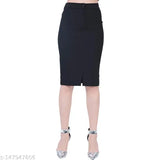 Black pencil skirt, short skirt length