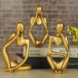 Modern resin abstract thinker men statue set of 3 (gold), perfect for home decor, office or bedroom. Mini size, exquisite craftsmanship and advanced material ensure durability and hand-feel comfort
