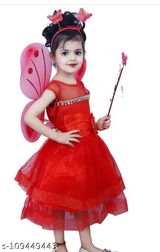 Red tulle tutu dress with tiara and wand for children's party