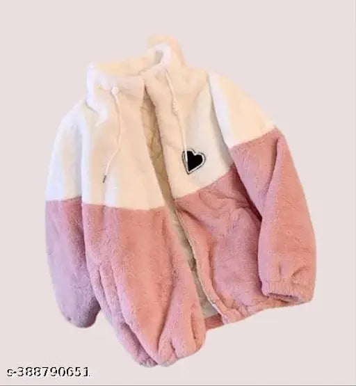 Colorblocked wool long-sleeve pink dual heart LC on hanger, India origin
