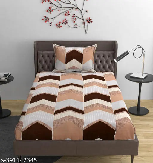 Real Dream glace cotton elastic single bedsheet with ethnic motifs pillow cover, high-quality summer bedding for adults