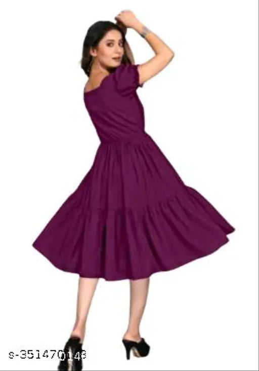 Rayon women's dress, sunshine yellow, short sleeves, flare design, celebrates natural curves