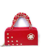 Colorful womens clutch with zip closure and chain accents