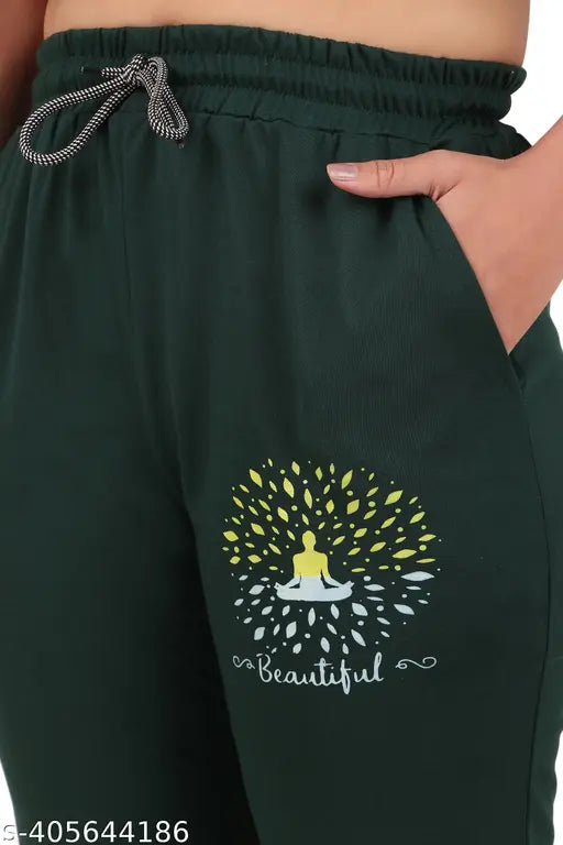A set of trendy, new women's pyjamas pack of 2, featuring a drawstring waistband and a black color with a white graphic