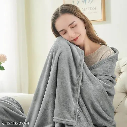 Gray microfiber plush summer double bed dohar/ac blanket, lightweight and cozy soft for sofa