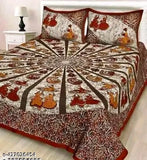Comfortable Jaipuri cotton summer flat sheet set with 2 matching pillow covers, vibrant patterns, ideal for adults