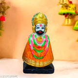 Multicolor marble Khatu Shyam Baba Murti statue, Indian home decor Vastu compliant idol for temple or mandir, Height 6 inches