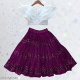 Indian organza & net fabric crop-top embroidered lehenga for girls, 2-8 years