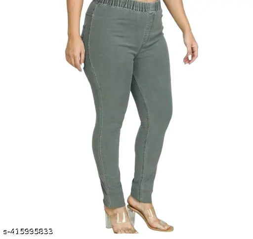 CIEARO Vintage high-waist denim jeggings in colorblocked design, slim fit, export quality super soft jeans for women