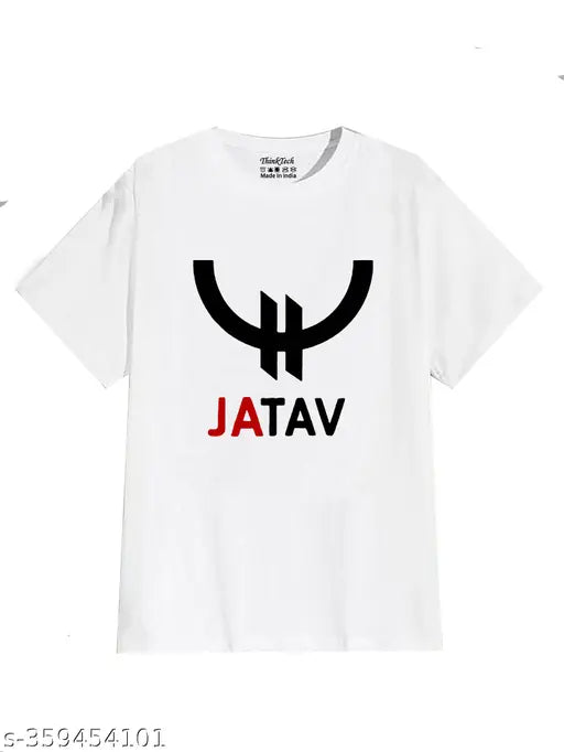 Striped polyester Jatav T-shirt, short sleeves, size M (38" chest), made in India