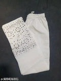 Chikankari mirror work pants, white, embroidered, cotton