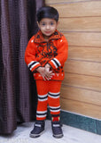 Woolen Shivarth set: printed net long sleeve sweater t-shirt & full pants, gentle & breathable kids' winter wear