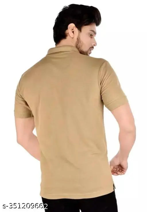 Stylish cream cotton blend polo t-shirt, comfortable short sleeves, classic fit for casual wear