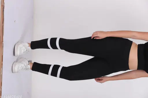 Striped lycra ladies jeggings, checkered pattern for women's fashion, India origin