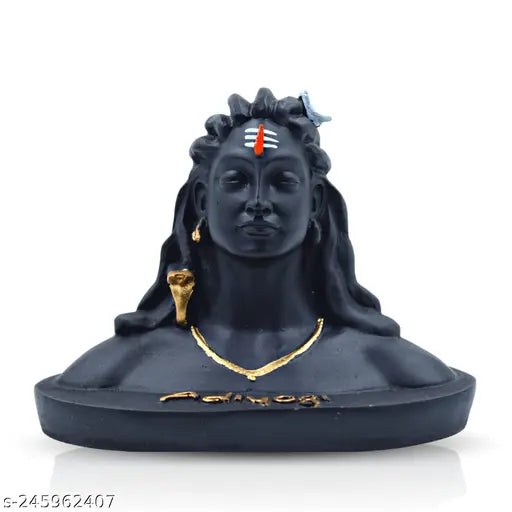 Black polyresin Adi Shankara Adiyogi Shiva statue for car dash board or home/office decor, intricate detailing