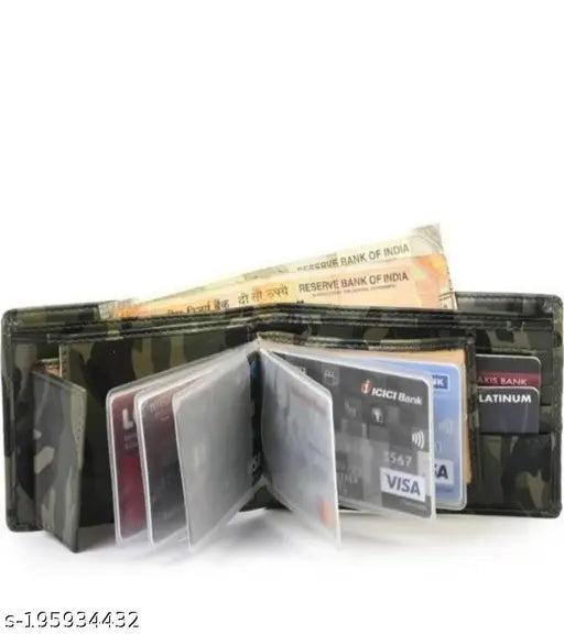 Brown faux leather two-fold wallet for men, stylish and versatile for casual to formal occasions. Four compartments and printed net pattern. Ideal for organizing cards and cash on the go