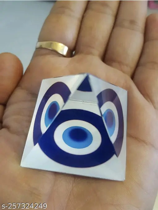 Crystal Evil Eye Glass Pyramid for Protection