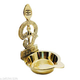 Brass Om Vel Diya, traditional Indian lamp for home decor, 4 inch height and 0.5 inch width & depth