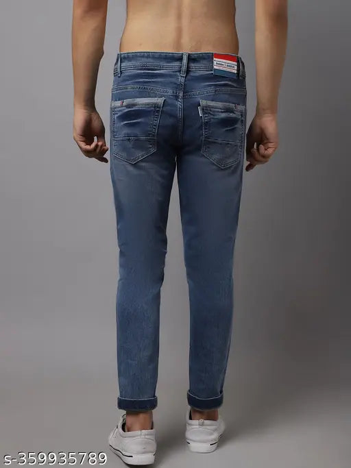 Light blue cotton blend jeans for men by Rodamo, ankle length, size 28 or 30