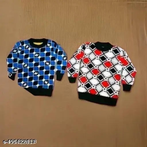 Multicolor woolen baby sweat t-shirts pack of 2, suitable for winter/semi winter. Soft, durable, and versatile clothing for newborns to toddlers (0-12 months). Cozy and stylish, made in India