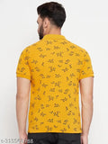 Men's cotton blend polo T-shirt with printed pattern, short sleeves, XL size (45in chest, 28in length). India origin