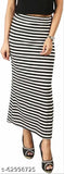 Black and white long skirt for women, striped pattern
